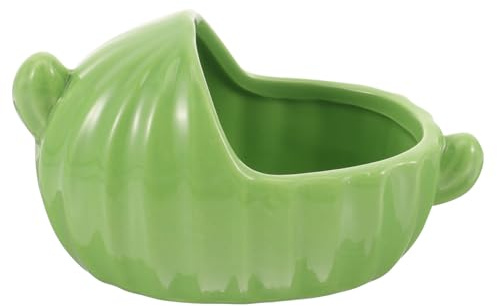 HOODANCOS Keramik Hamster Badewanne Grün Sandbad Kleintier Badezimmer für Tägliche Nutzung Abriebfest Glatt Multifunktional als Sandbad und Futternapf Leicht zu Reinigen für Meerschweinchen