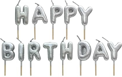 Kardasis Happy Birthday Kerzen 13 Buchstaben Tortenkerzen Kuchen Deko | 13 Happy Birthday Buchstaben-Kerzen in Silber als Tortenkerzen für Geburtstag, Kuchen Deko und Party