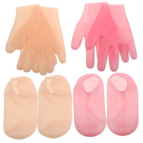 HONITANO Feuchtigkeitsspendende Silikon Fußmasken Socken mit Tiefen Peeling Effekt und Elastischem Material für Spa und Fußmassagezentren 4 Paar