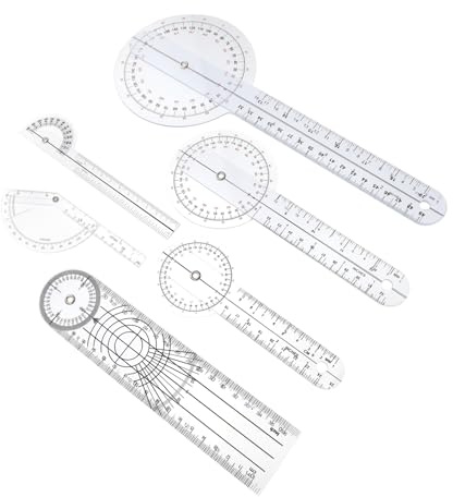 DOITOOL Set 6 Pezzi Goniometro Medico in Plastica Goniometro Spinale Righello Angolare Trasparente Per Misurazione Angoli Articolazioni Dita Colonna Vertebrale Terapia Fisica