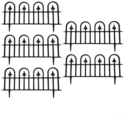 Zeroupshop Garten Lot de 5 bordures décoratives en polypropylène noir sans creusement pour clôture de jardin, parterre de fleurs et bordure d'arbre 60 x 31 cm