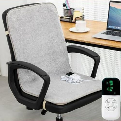 Termoforo Elettrico per Sedia da Ufficio, con Spegnimento Automatico e Regolazione Intelligente Della Temperatura, Fissaggio Elastico Antiscivolo, per Casa, Sedia da Ufficio(With backrest)