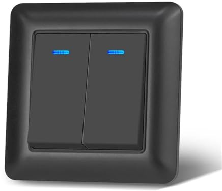 Lichtschalter Unterputz,Lichtschalter 2 stücke Wandschalter Mit Kontrollleuchte 1/2gang 2way 16A 220 V Flammschutzmittel PC Panel 82mm *(Black 2Gang2Way)