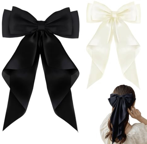 OIXYA Haarspangen mit Schleife –hair accessories, Haarspangen mit großer Schleife Einfache Haarnadel mit Accessoires für Mädchen und Frauen Schwarz +Weiß (2 Stück)
