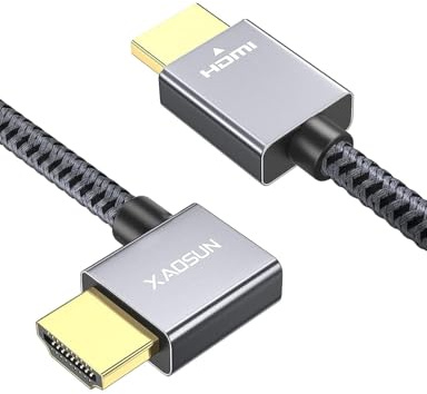 XAOSUN Right Angle HDMI 2.0 Cable-1M, 18Gbps High Speed 90 Degree HDMI Cable, 4K@60Hz Anti-Interference,3D,1080P, HDR,ARC for MacBook,Monitor,PS4/PS5,Xbox,Fire TV