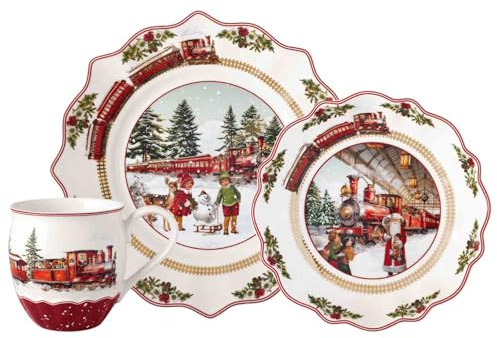 Villeroy & Boch - Annual Christmas Edition Jahresgeschirr Set 2025 Bunt, Becher Schale und Teller, Weihnachtsgeschirr Keramik, Sammlerstück, Premium Porzellan