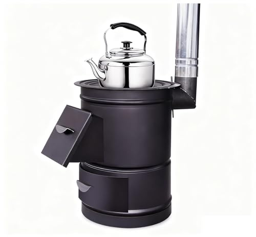 Portable Wood Burning Stove with Chimney for Outdoor Cooking, Camping, Survival, and Backyard Use