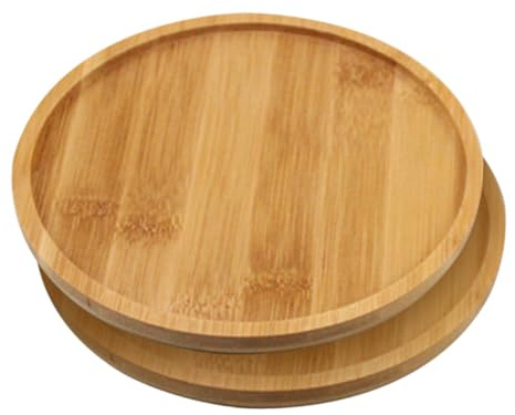 SHINEOFI 2 Pezzi Sottovasi Rotondi in Bamboo Resistente per Vasi Piante da Interno ed Esterno Vassoio Decorativo Protettivo Antigoccia per Tavoli e Mobili