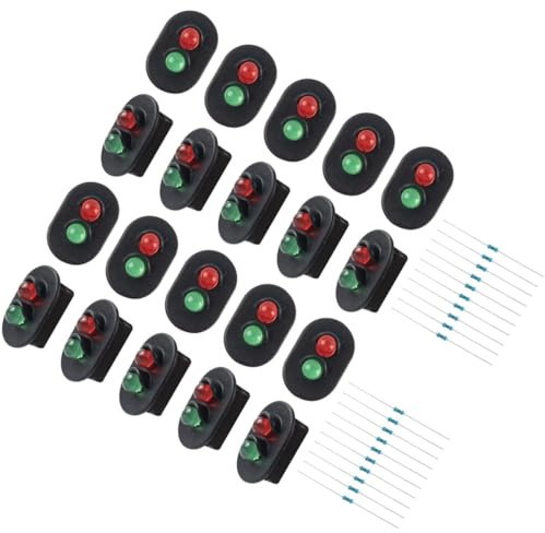 SAFIGLE Modelos de Luz Simulados Mini de Señalización Vial Diseño Artificial y Material Abs para Decoración de Paisajes y Maquetas de Trenes, 2 Juegos Incluidos