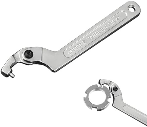 FINELYCR Chiave a C Regolabile, Argentato Chiave a Gancio C, Cabeza Redonda Regolabile 19-51 mm, Chiavi a Settore Articolata Acciaio Cromo Vanadio, per Officine Produzione, Manutenzione Attrezzature
