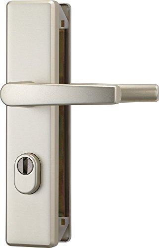 ABUS Tür-Schutzbeschlag KLZS714 F2 silber mit Zylinderschutz & beidseitigem Drücker eckig 08422