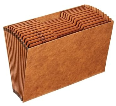 Globe Weis Globe-Weis/Pendaflex Heavy Duty 12-Pocket Expanding File, Monthly Index, Legal Size, Brown, (R219MHD)