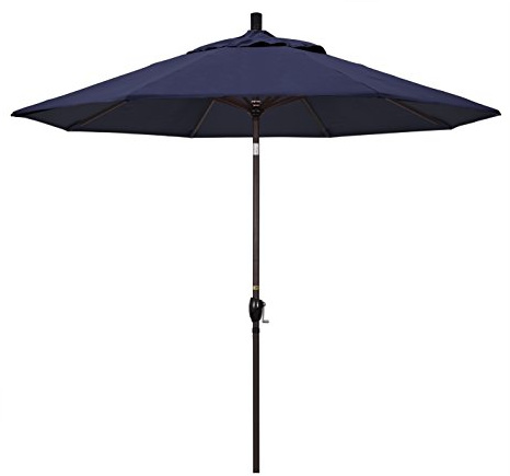 California Umbrella 9' Rd Pacific Trail Series Aluminum Patio Umbrella, Crank Lift, Push Button Tilt, Bronze Finish