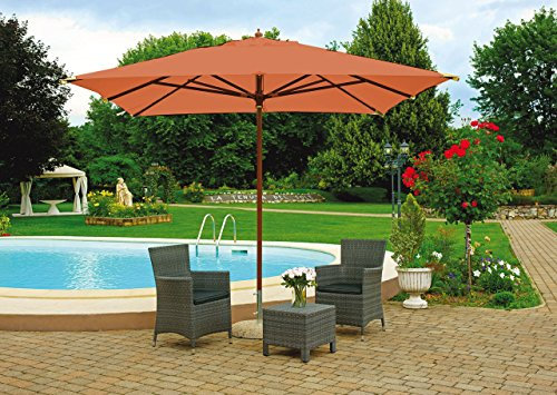 Mobili Giardino E4008T Ombrellone Legno Quadrato 3 x 3 mt. Bacchette 17x28 mm
