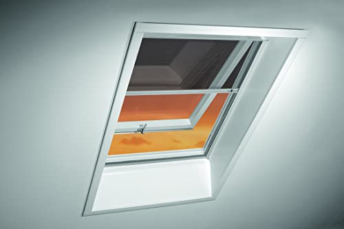 Original Roto Insektenschutzrollo ZRI - Einbau am Blendrahmen - Führungsschiene Silber - Insektenschutzrollladen für Baureihe Designo R8, i8 und Classic 84 - Größe 114/140 | 11/14 - Stofffarbe Schwarz