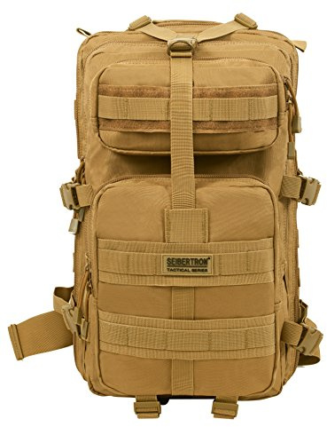 Seibertron Falcon Taktischer Militärischer Rucksack Kompakt Angriff für Wandern Reisen Trekking Tasche Tactical Bag Assault Backpack Military Camping Pack Outdoor Daypacks (Khaki 37L)