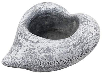 Grabschmuck Pflanzschale Herz Unvergessen, Frost- und wetterfest, massiver Steinguss