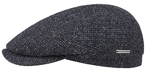 Stetson Belfast Tweed Flatcap Schirmmütze Schiebermütze Wollcap Mütze für Herren mit Schirm, Futter Winter (59 cm - blau)