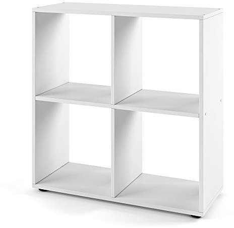Vicco Raumteiler Tetra, stehendes Bücherregal, Weiß, 72 x 73 cm