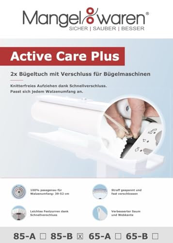 Mangelwaren Bügeltuch für Bügelmaschine mit Verschluss (Doppelpack) - Breite: 85 / Umfang: 50-52 cm