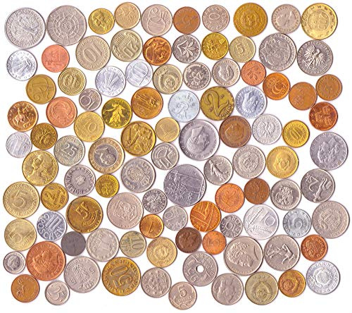 100 Verschiedene ausländische Münzen Geld Sammlungssatz aus ganz Europa. Sammelbare Münzen, alte Münzen für Münzenalbum, Spardose oder Münze Inhaber
