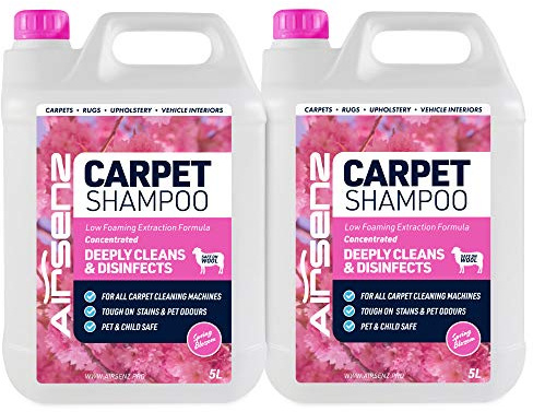 AIRSENZ Professional Carpet Shampoo - Low Foaming Extraction Formula Suitable For All Carpet Cleaning Machines (Spring Blossom, 10L)