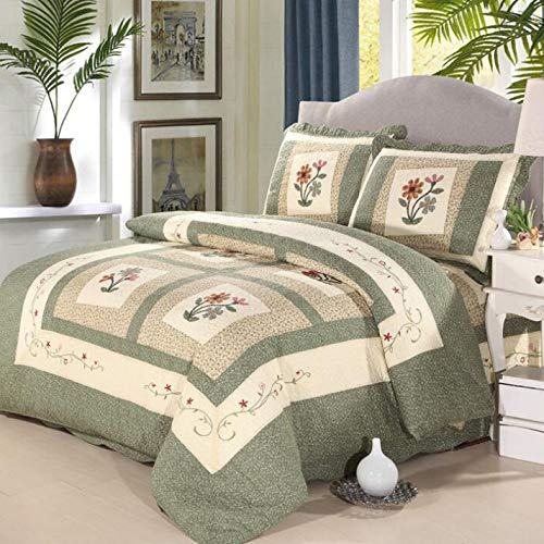 Couvre Lit Coton Matelassé De Luxe Dessus De Lit 2 Personnes Boutis Couverture De Lit Patchwork Avec 2 Taies D'oreiller,CC-230X250CM