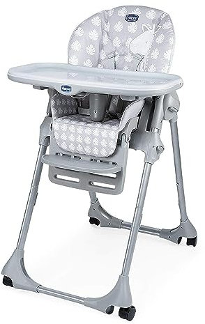 Chicco Polly Easy Trona Evolutiva para Bebés 6 Meses, 3 Años (15 kg) – Trona Convertible Reclinable y Transformable en Hamaca con Altura Regulable, 4 Ruedas, Cierre Compacto, Color Gris (Jirafa)