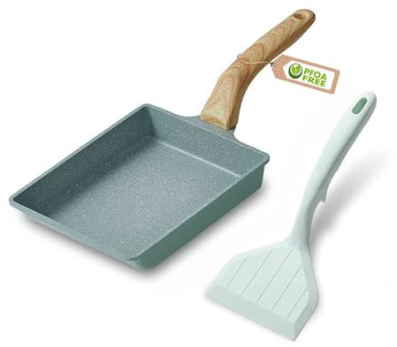 HARLIANGXY Tamagoyaki Padella giapponese per frittata, padella quadrata giapponese, per piano cottura e induzione, rivestimento antiaderente (senza FOA), 20 x 15 cm