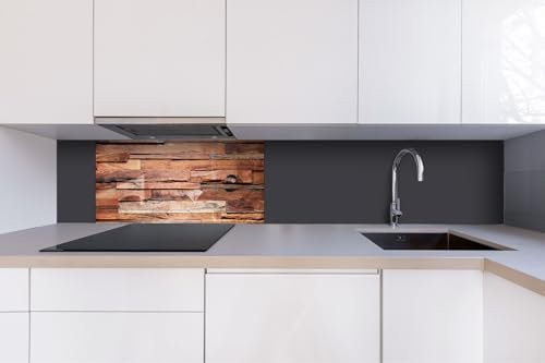 Dimex Küchenrückwand Verbundplatte HOLZWAND 80 x 40 cm | Spritzschutz Küche für Herd Spüle | Premium Qualität, Acrylglas - Plexiglas, Stärke 5 mm - Made in EU | Inklusive Kleber