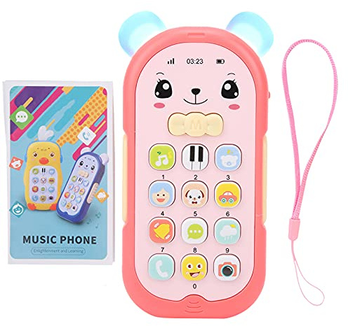 Baby Simulation Telefonleksak, Multifunktionell Musik Ljudeffekt Barn Mobiltelefonleksak Tidiga Pedagogiska Lärande Leksaker i över 6 Månader Gamla(Röd)