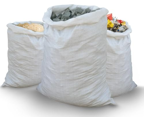 Large Woven Rubble Sacks - 50x80cm Garden Waste Bags - Heavy Duty 50kg Industrial Grade Builders Bag – Strong Robust Polypropylene (10 Sacks)