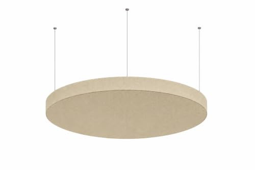 Panneau acoustique circulaire ignifugé R ROSTAGNO 50x4 cm, marquage CE, finition en TISSU DÉMONTABLE et lavable - Positionnement suspendu au plafond avec câbles réglables (GRIS)