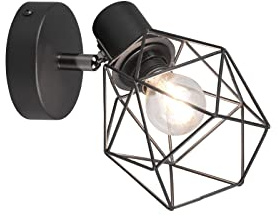 meineWunschleuchte Wand-Strahler innen Industrial Wandlampe Schwarz, | Breite 12cm, E14, Nachttischlampe für die Wand, Retro Gitterlampe 1-flammig schwenkbar für Schlafzimmer & Wohnzimmer