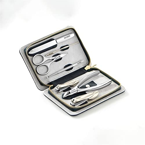 Juego de Cortaúñas Conjunto de uñas Tijeras de uñas Sistemas de acero inoxidable Conjunto de uñas Portátil Belleza de belleza, cutícula y cuidado de uñas (conjunto de 7 piezas) Juegos de Pedicura