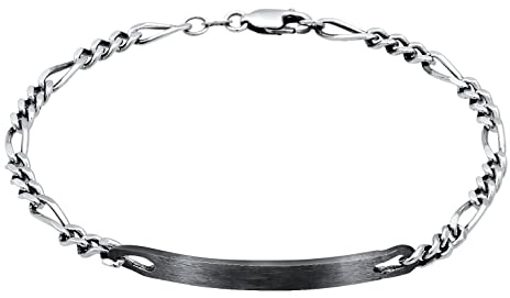 Kuzzoi Silber ID-Armband Herren Figaroarmband (4 mm) 925 Silber