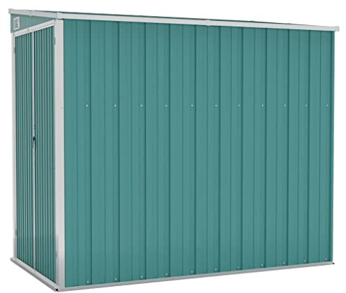 vidaXL Capanno Giardino a Parete Verde 118x194x178 cm Acciaio Zincato