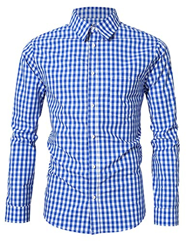 KOJOOIN Trachtenhemd Slim fit Herren kariert Hemd Freizeithemd Langarmhemd Hemd Bestickt Baumwolle - für Oktoberfest, Karneval, Business, Freizeit(Verpackung MEHRWEG)