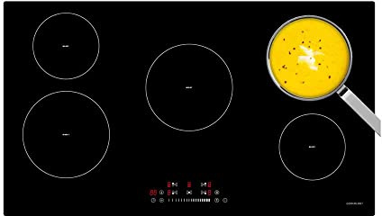 Cookology 90cm Induction Cooking Hob - Keep Warm Function - Black Glass | 99 Min Timer - Residual Heat Indicator - Child Lock - Pause