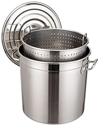 Outdoor Large Crawfish Seafood Boil Pot mit Drain Basket - Edelstahl Stock Pot mit Sieb Türkei Fryer Topf perfekt für Hummer Krabben kochen und Garnelen kochen/Siliver / 30L