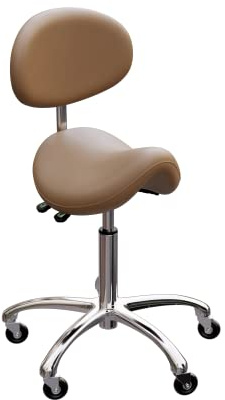 Source One Beauty Spa Numa LOLA Saddle Stool with Backrest and Metal Base for Esthetician Receptionist Therapist - SO-1025 (Sand)