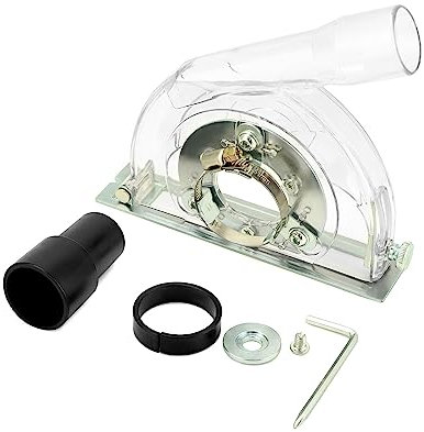 QWORK Schneidstaubabdeckung für Winkelschleifer 11,4 cm bis 12,7 cm, transparente Schneidstaubabdeckung, Winkelschleifer-Staubsammelaufsatz