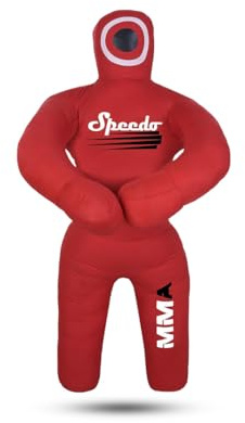 MMA Grappling Dummy Brazilian JIU Jitsu BJJ Punch Bag for Self Defense Wrestling Judo Karate Boxing Throwing Stand Stand Empty (Red, 100cm)