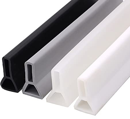 Duschwasserstop Duschschwelle Selbstklebend Siliko Dusche Wasserstop Wasserdichter Streifen, Selbstklebende Duschdichtung Duschkabinen Dichtung, Faltbare Duschtürschwelle (Color : High Black, Size :