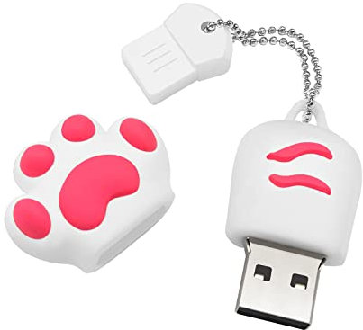 Cle USB 128 Go pour Cadeau, Clé USB Grande Capacité, Flash Drive Mignonne Patte de Chat USB 2.0 MéMoire Stick, Mini Pen Drive Clef USB Originale pour Cadeau, Pc, Tablette Stockage De DonnéEs (Blanc)
