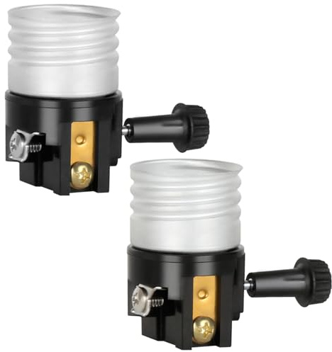 2 Pack UL Listed E26/E27 Light Socket Replacement with ON/Off Switch Knob, Lamp Repair Kit for Table and Floor Lamps