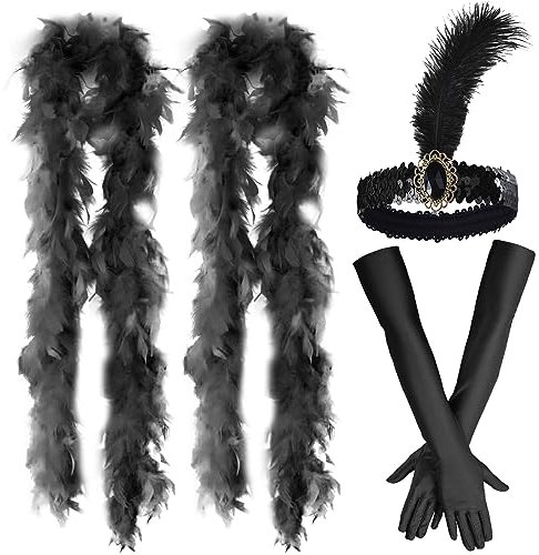 BDSHUNBF 4 Stück Federboa, Feder Boa, Flauschige Federboa, Frauen Feder Boas, Kostüm-Accessoire, für Cosplay, Halloween, Weihnachten, Kostüm Karneval, Kostümparty