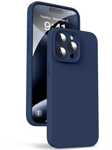 Supdeal Custodia in Silicone Liquido per iPhone 15 Pro, [Protezione Fotocamera] [Cover in Microfibra] [Protezione a 4 Strati], Case Ultrasottile e con Presa Comoda, 6,1 Pollice, Blu Navy