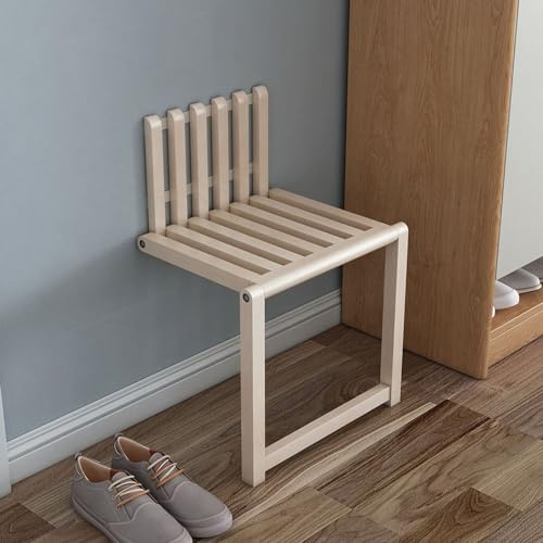 MEYEBP Wandklapphocker Badhocker, Eingangsbereich Bank Wandstuhl Unsichtbar, Holzschuhbank Klappbar, Tragkraft 150kg Duschsitz, Kreatives Hohles Design, Für Flur Bad Wohnzimmer