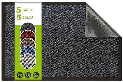 SQUATCH® | Tappeto d'ingresso interno | Zerbino resistente e antiscivolo | assorbe l'acqua e raccoglie lo sporco | facile da pulire | Collezione SPECTRUM (Antracite, 60x80cm)
